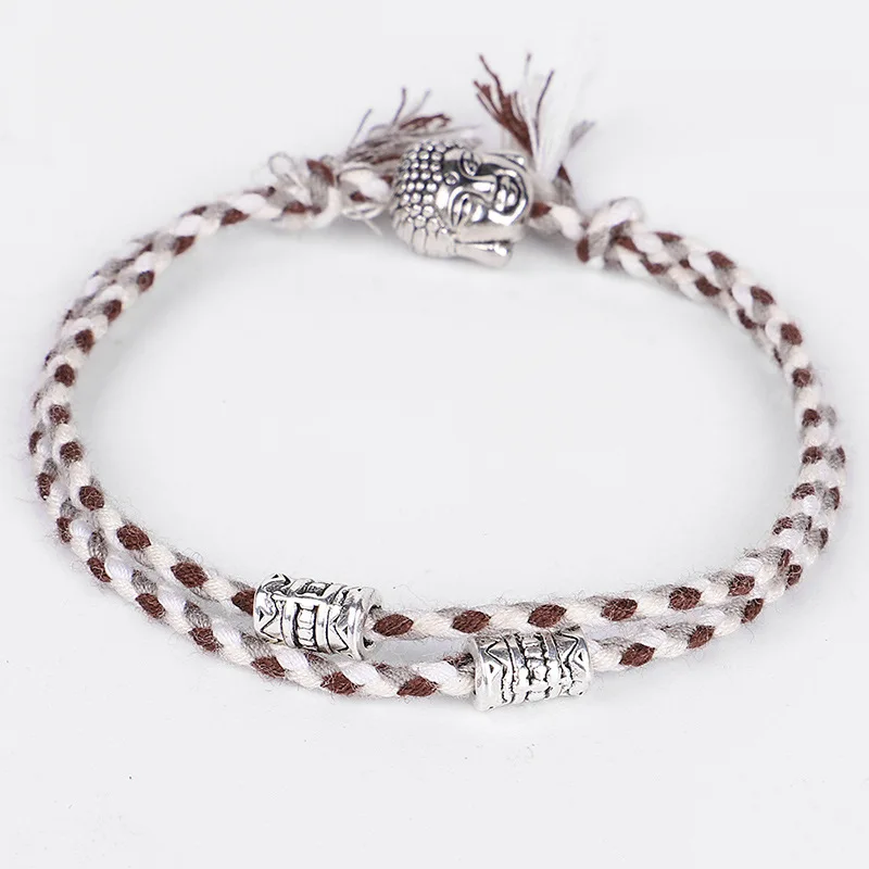 Tibetan Buddha Head Woven Amulet Thread Bracelets & Bangles For Women Men Handmade Rope Buddha Charm Friendship Bracelet Gift