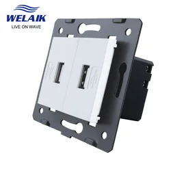 WELAIK EU 5V 2100mA 2.1A Wall 2 USB  power module Socket-DIY Parts-Without-Glass Panel-USB Charging-power Supply  A82USW