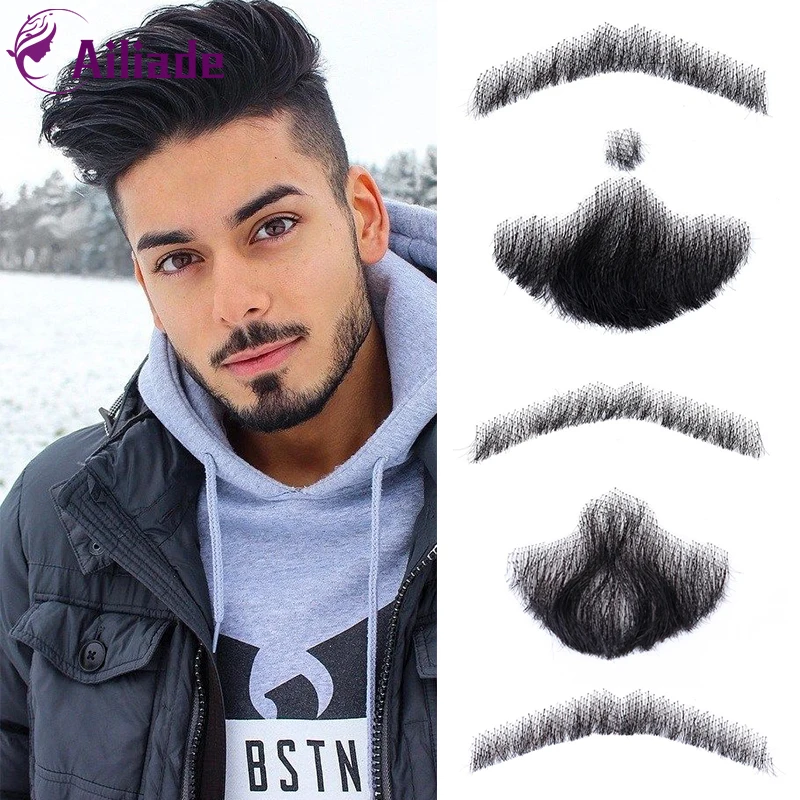 

AILIADE Gentleman's Beard Hand Made of Real Hair Fake Beard For Man Mustache Fancy Synthetic Invisible Mustachio