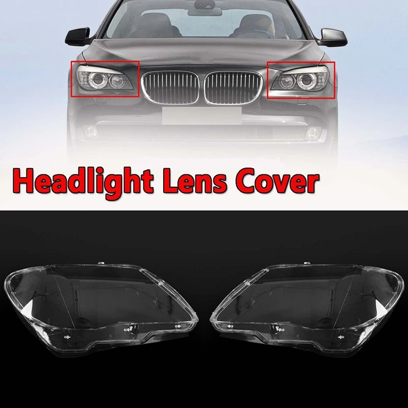 2Pcs Car Clear Headlight Lens Shell Cover Replacement Head Light Lamp Cover for Bmw 7 E65 E66 2005-2008