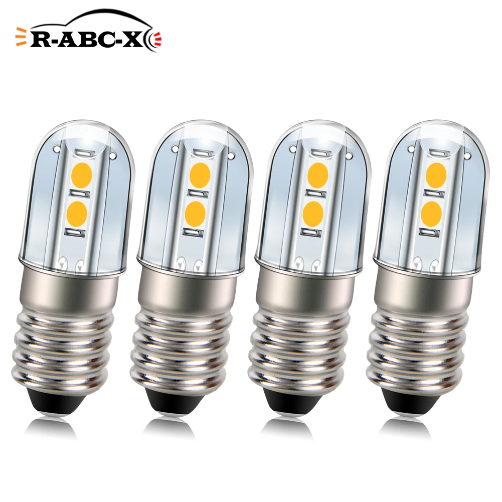 

RUIANDSION 4Pcs 100Lm 24V 120V E10 Screw Thread LED Bulb Machine Tool Lighting Equipment Indicator Lamp 3030SMD 6000K 4300K