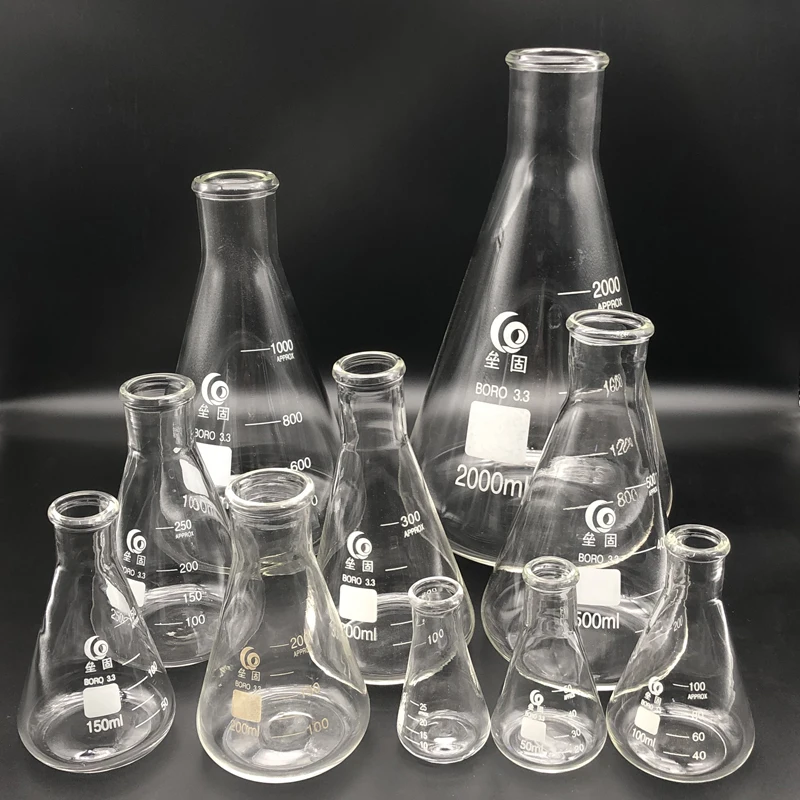 Thicken Glass Erlenmeyer Flask Laboratory Conical Flask  Borosilicate 3.3 High Temperature Resistance Measuring Glass