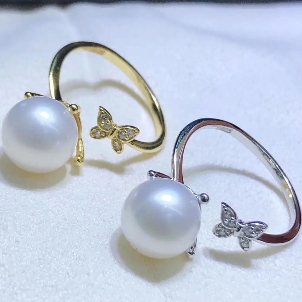 

New Butterfly 925 Sterling Silver Ring Settings Finger Ring Adjustable Findings Jewelry Parts Fittings Accessories for Pearls
