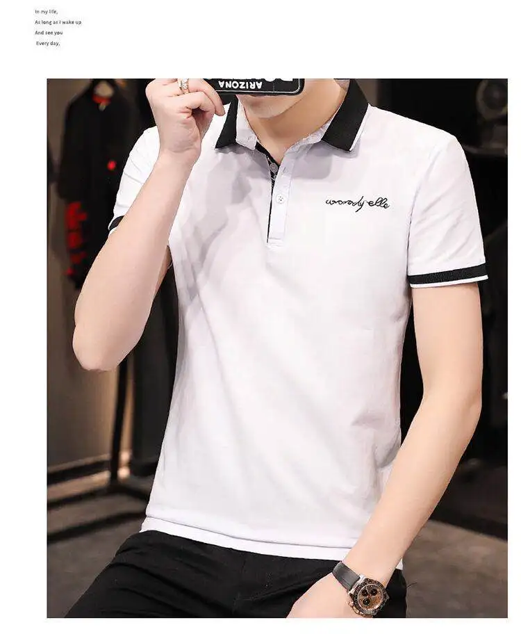 Men's POIO shirt 2020 spring and summer new  loose horizontal  Polo shirt youth personality fashion men's clothing