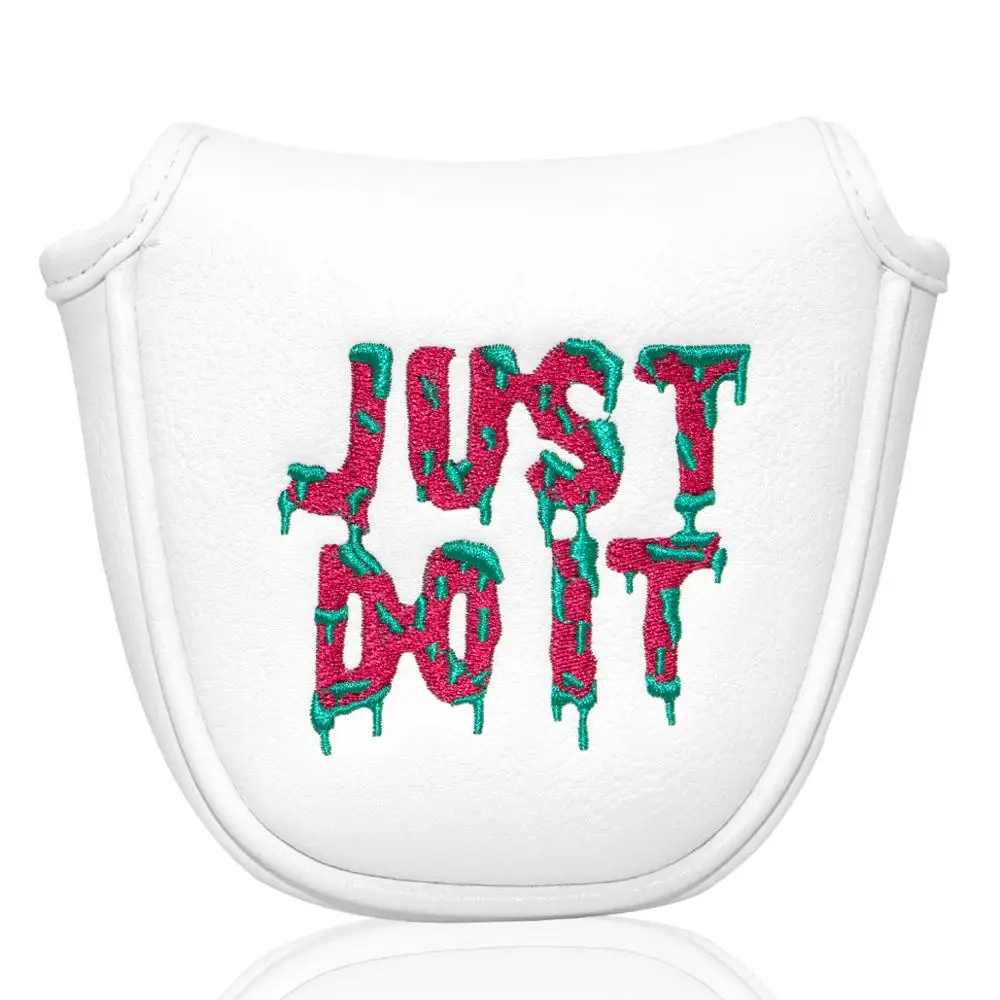 Golf Putter Cover Mallet Putter Headcover White Golf Club Putter Head Covers Leather Aliennana  with Magnetic