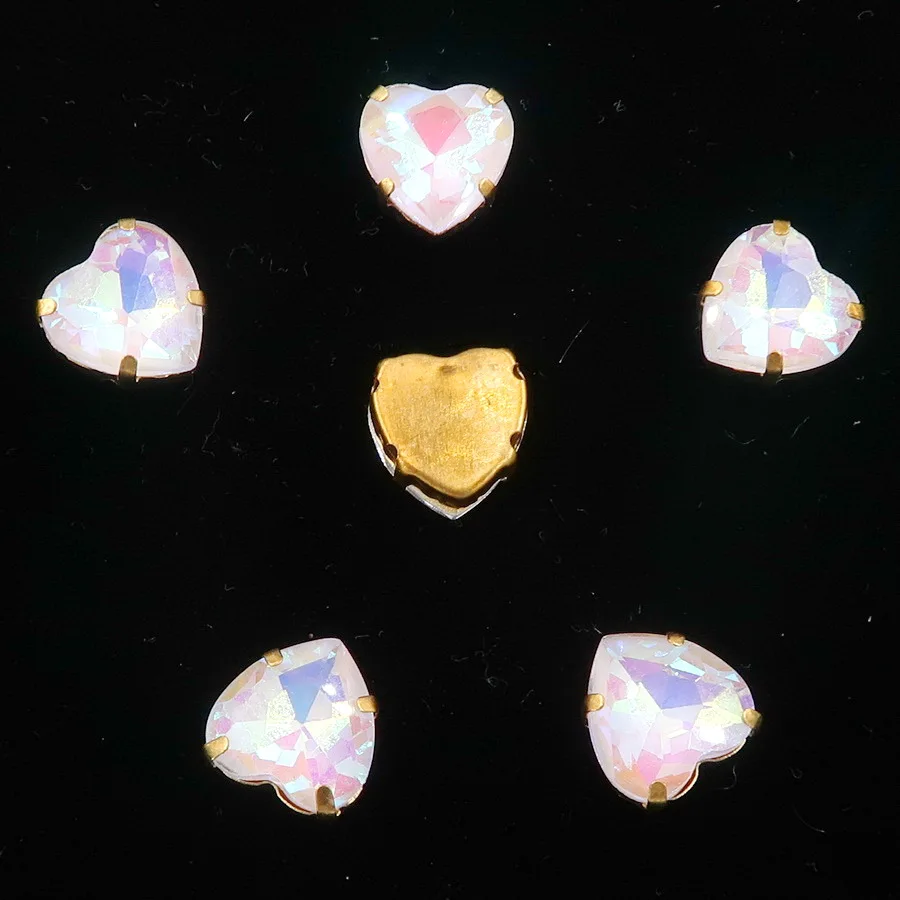 Herzförmige Goldklauenfassungen 20 Stk./Packung 10mm Jelly Candy & AB Glaskristall zum Aufnähen Strassperlen für Schuhe, Taschen, Bastelarbeiten, DIY-Besatz – Detail 11