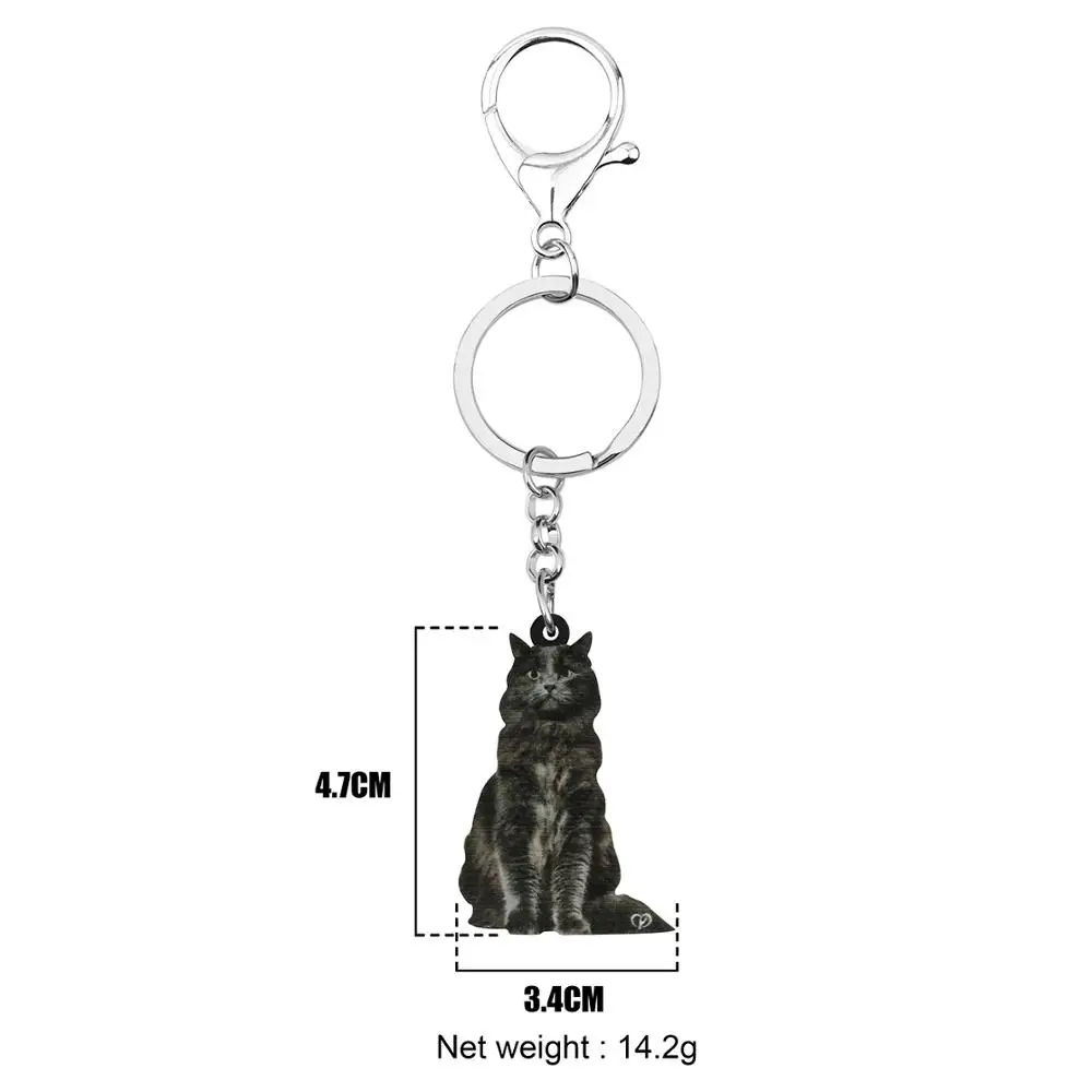 WEVENI Acrylic Black Maine Coon Cat Keychains Cute Kitten Animal Keyring Jewelry For Women Girls Kids Trendy Gift Car Decoration