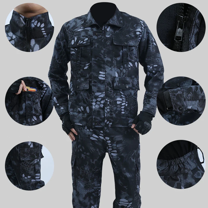 2021 New Outdoor Sports Camouflage Suit Summer Overalls Wear-resistant Welder Labor Insurance Clothing