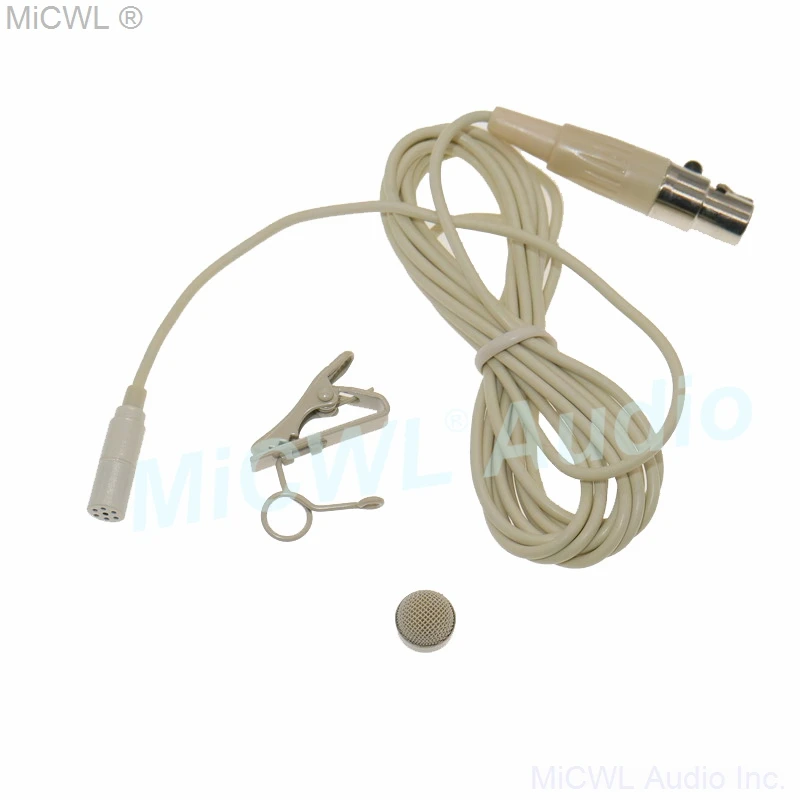 High Quality Beige ME2 Lavalier Microphone For Shure UR24D SLXD PGXD ULXD BeltPack TA4F Mini Tie Clip Mic With Metal Windscreen