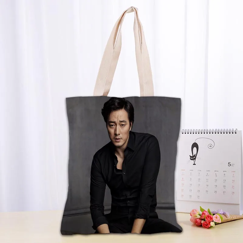 Personalizzato So Ji Sub KPOP Tote Bag Borse shopper a tracolla in tessuto di cotone per le donne Borse per la spesa riutilizzabili pieghevoli