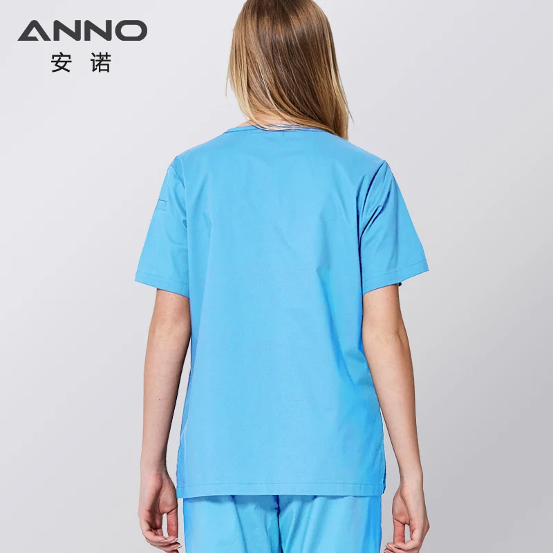 ANNO Elastic Fabric Scrubs Set Nursing Uniforms Spandex Clinics Suit Unisex Hospital Staff Clothing Grown Health and Beauty Care