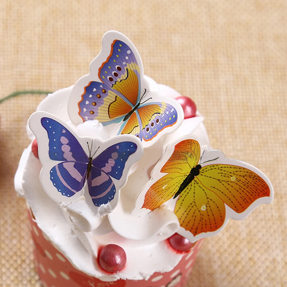 50Pcs Butterflies Wedding Birthday Rice Wafer Paper Cupcake Cake Toppers Cake Decoration Birthday Wedding Cake Tool