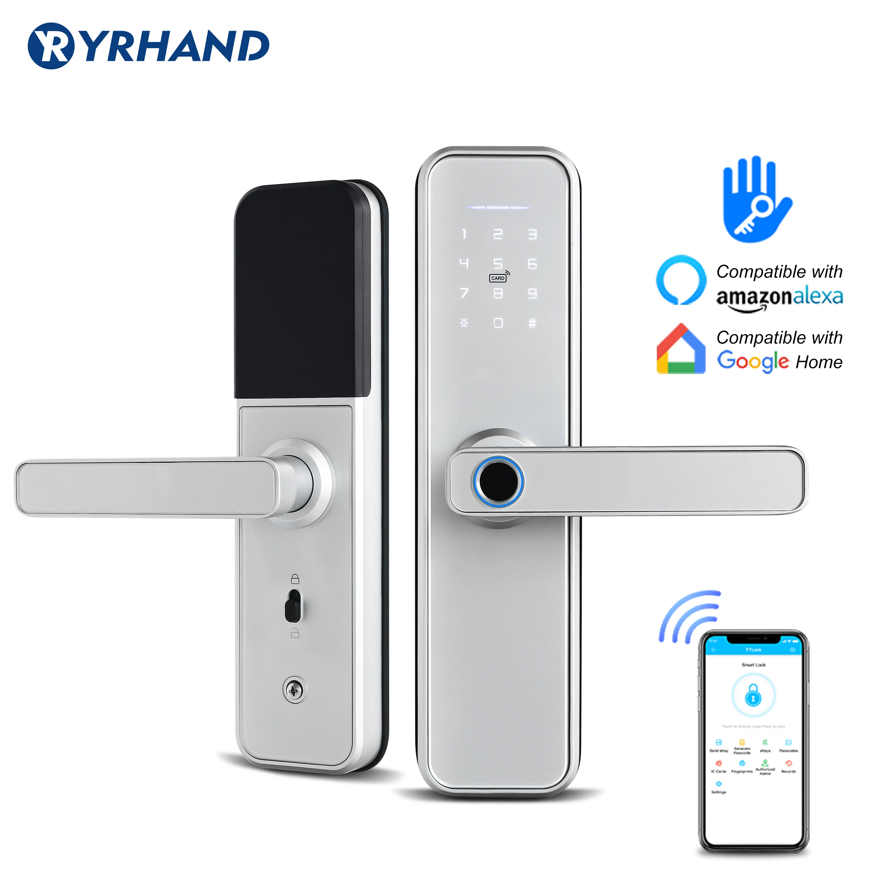 

X5 Wifi Electronic Smart Door Lock With ttlock App, Security Biometric Fingerprint Intelligent Lock With Password RFID card