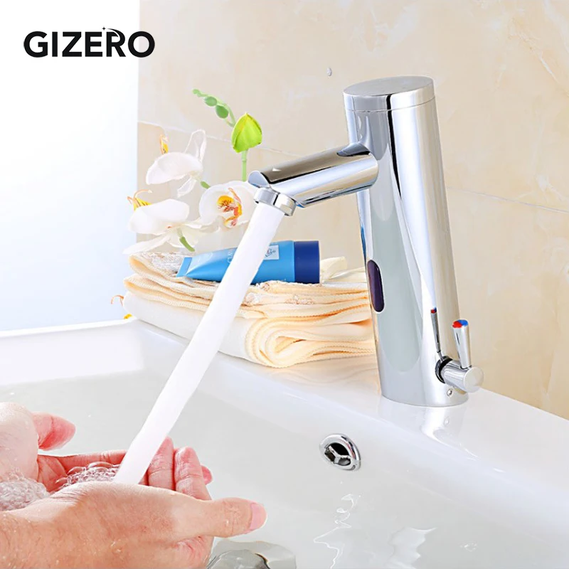 

New Arrival Hot and Cold Sensor Faucet Hands Touch Free Basin Sink Mixer Faucet Deck Mounted torneira banheiro ZR1012