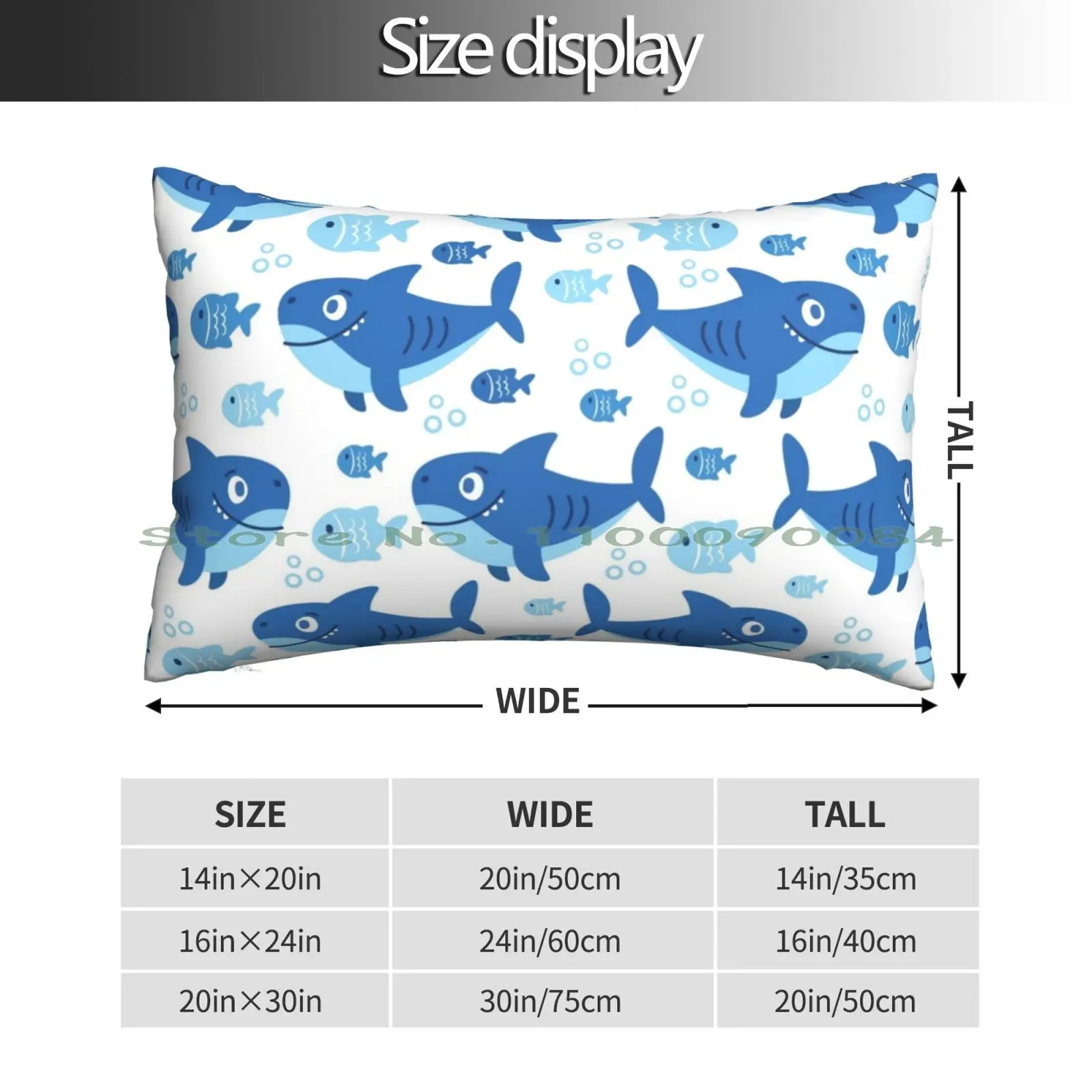 Cute Shark Pattern Pillow Case 20x30 50*75 Sofa Bedroom Elise Mertens Belgium Long Rectangle Pillowcover Home Outdoor Cushion