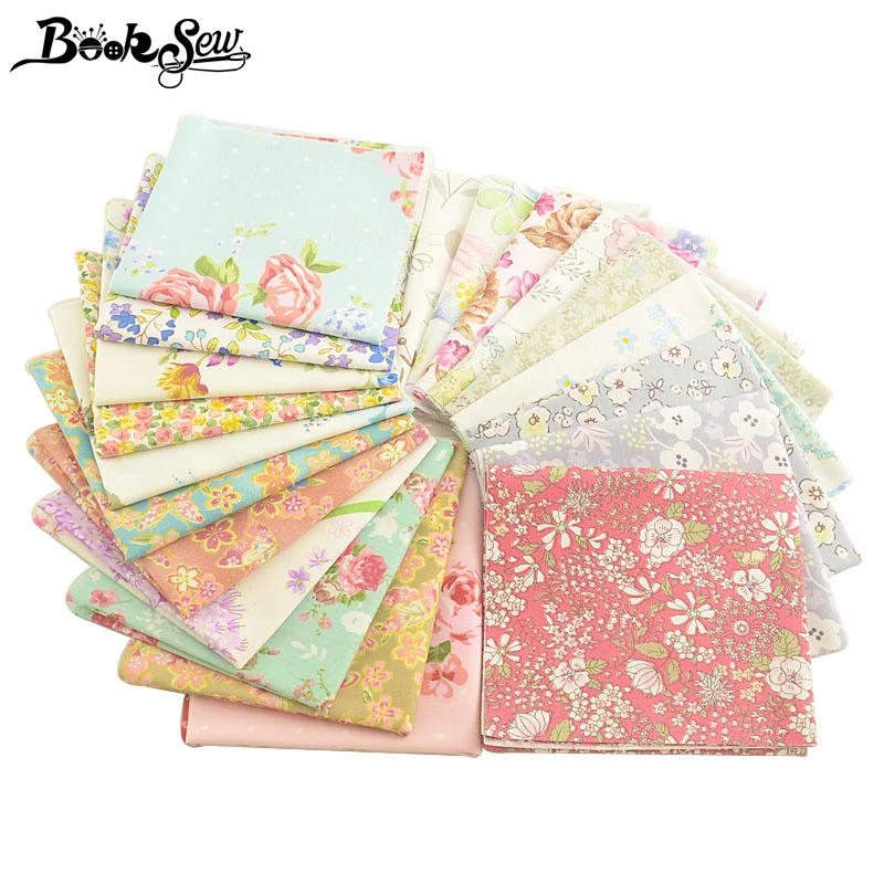 Booksew 25x45cm 100% Cotton Fabric Flowers Design Telas Algodon Patchwork Sewing Cushion Material Tissu DIY Home Textile Cloth