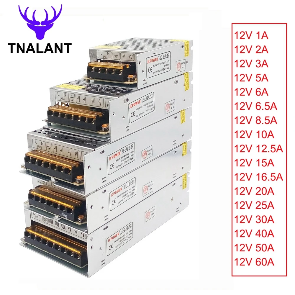 DC 12V Lighting Transformer Power Supply Adapter dc12v 3A 5A 6.5A 8.5A 10A 12.5A 15A 16.5A 25A 40A 50A 60A LED Driver