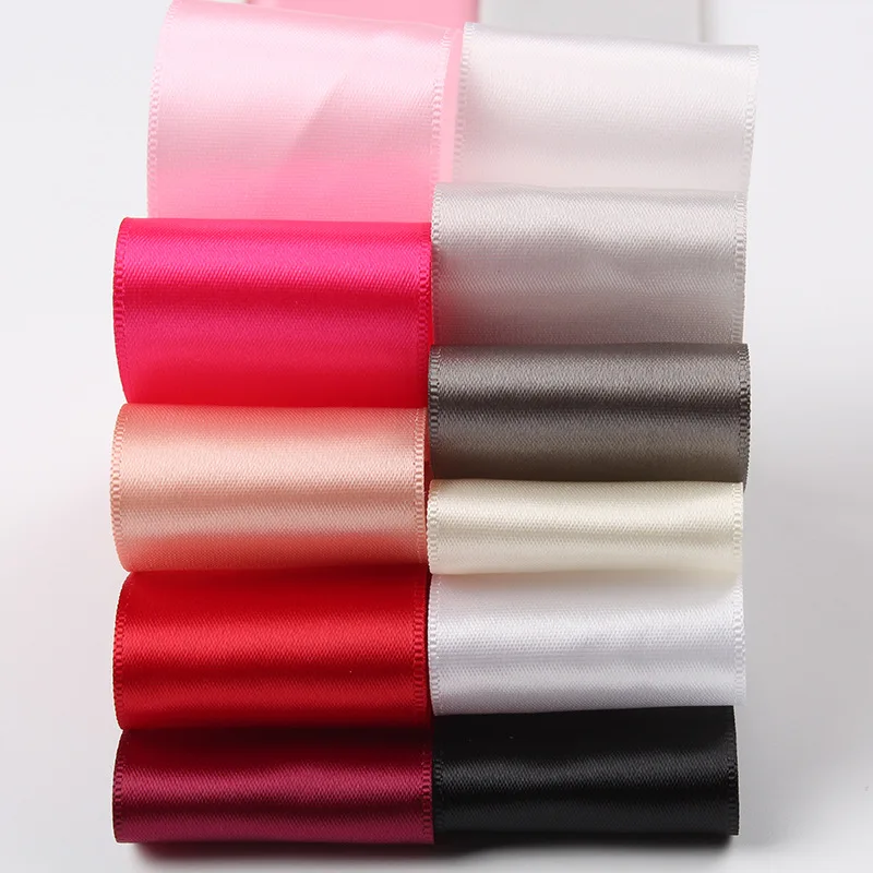 100Yards 6mm 9mm 13mm 16mm 19mm 25mm 38mm Silk Satin Ribbon Single Face Solid Color DIY Material Gift Wedding Packing Ribbons