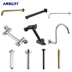 Brass Shower Arm Head Holder Black G1/2 Extension Wall Ceiling Mounted Fixed Pipe for Set Bracket Bar Brushed Gold Accessories