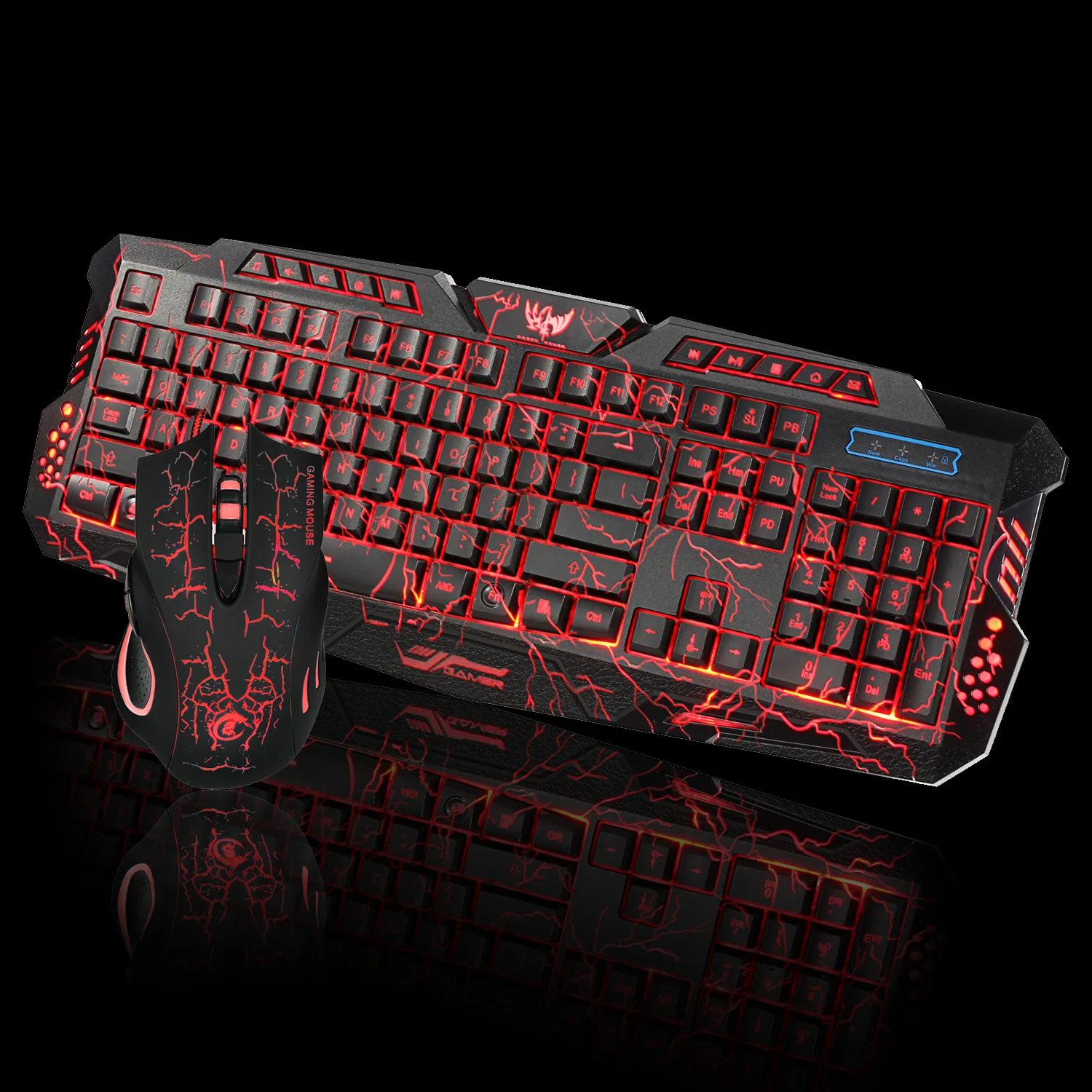 

Tricolor Backlight Wired Game Keyboard Set Colorful Light-emitting Game Keyboard Russian Keyboard