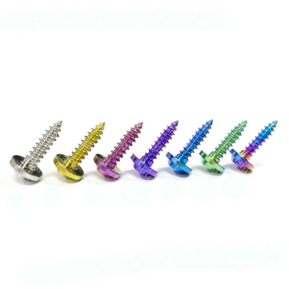 M5 Titanium Self Tapping Screws 15/20/25/35mm Disc Torx Head Ti Bolt for Motorcycle Bike Car Parts Mount a License Plate 10 PCS