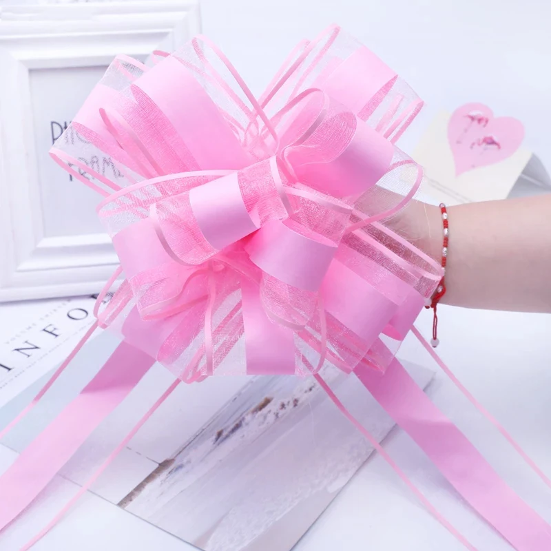 10Pcs ขนาดใหญ่พิเศษเส้นด้ายหิมะดึงโบว์ริบบิ้นสำหรับบรรจุของขวัญงานรื่นเริงงานแต่งงานรถประตูตกแต่ง