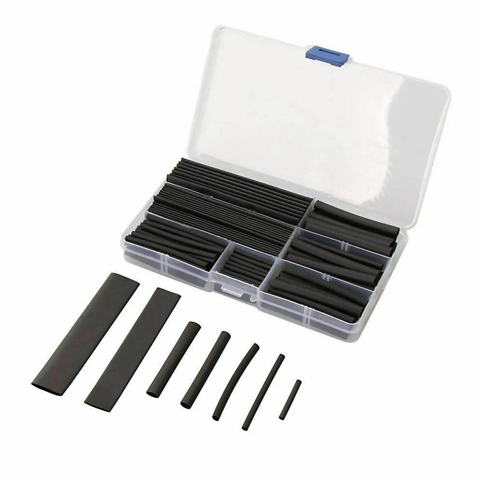 170pcs Heat shrink Tube Polyolefin Shrinking Sleeve Assorted Tubing Wire Cable 2:1 Black Electronic Kit Insulated Sleeving