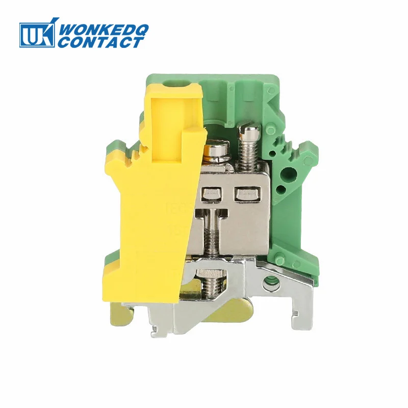 USLKG16N Ground Modular Din Rail Terminal Block, 16 mm² Universal Screw Earth Plug Wire Electrical Connector USLKG-16N