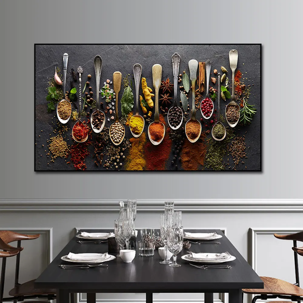 

Grains Spices Spoon Peppers Canvas Painting Kitchen Decoration Posters Prints For Dining room Wall Art Pictures Home Art Decor