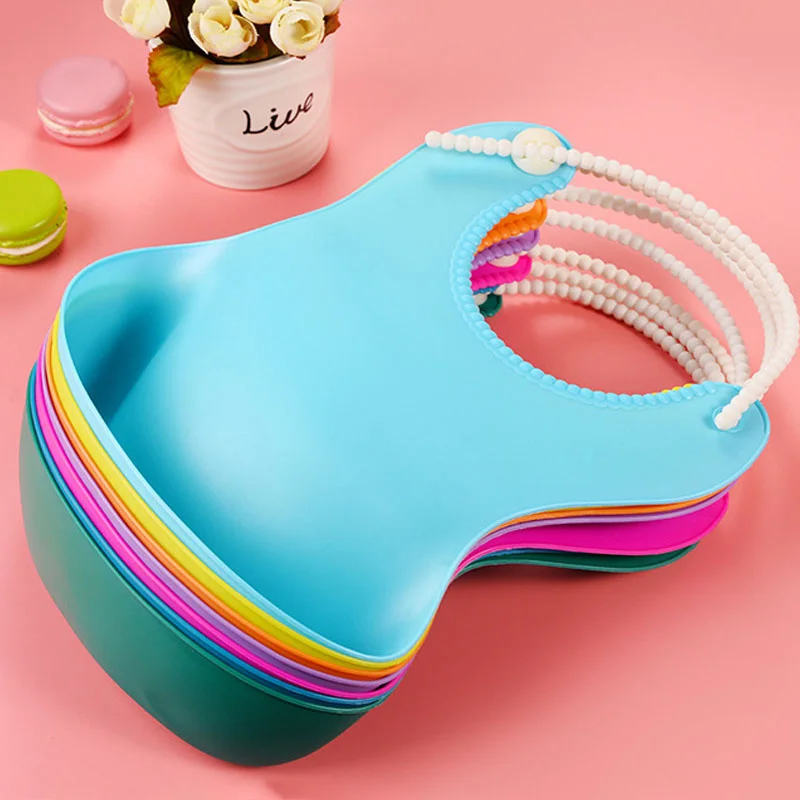 Fashionable Silicon Baby Bib Waterproof Infant Bibs Newborn Feeding Cloth Toddle Boys Girls Adjustable Different Styles of Bibs