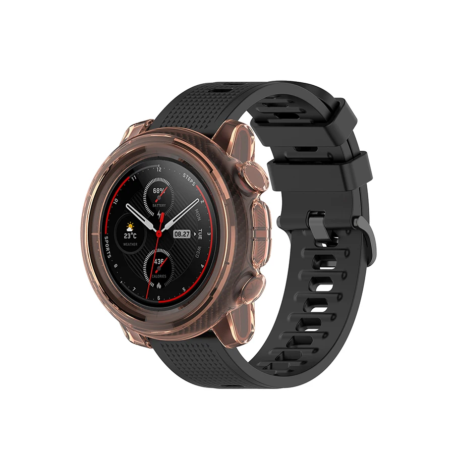 Bao Da Bảo Vệ Cho Amazfit Stratos 3 Dây Đeo Mềm Mại TPU Khung Đồng Hồ Vỏ Ốp Lưng Dành Cho Xiaomi Huami Amazfit Stratos 3 tấm Bảo Vệ