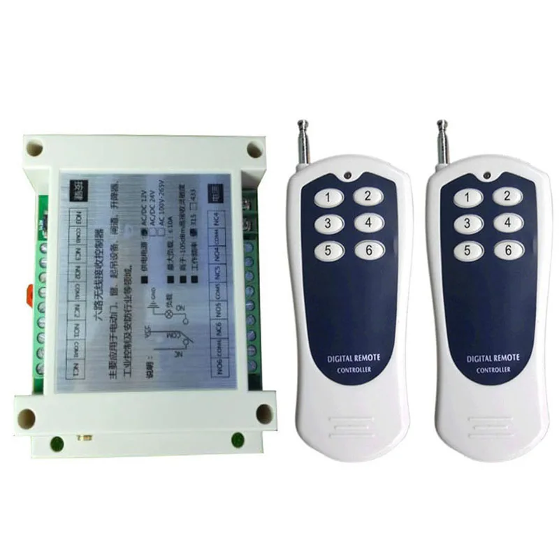 1000m universal DC 12V 24V 36V 48V 10A 6CH 10A relay RF Wireless radio Remote Control 433 mhz or 315mhz Industrial/agricultural