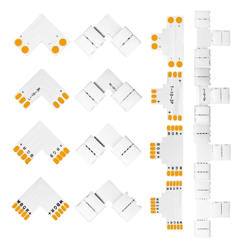 Tira de luces Led de 2 pines, 3 pines, 4 pines, 5 pines, 10/12mm de ancho, esquina sin soldadura en forma de L/T/X, para WS2811, WS2812B, 3528, 5050, RGB