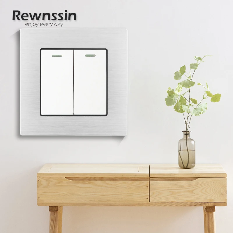 Push Key Switches,Screwless Rocker ON/OFF,1-4 Gang 1/2 Way Lamp Power Control Switch,Metal Panel 86 Type 16A Wall Light Switches