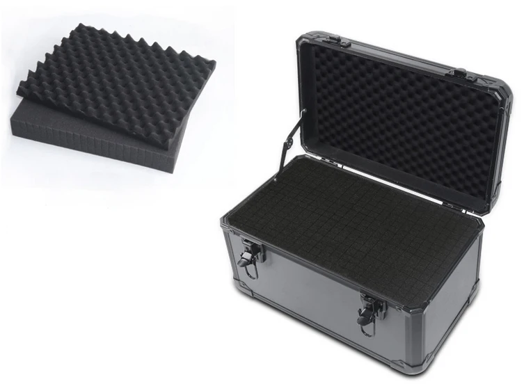 Caja de Herramientas portátil de aluminio, equipo de seguridad, almacenamiento de instrumentos, Maleta resistente a impactos con esponja, 37x22x21cm