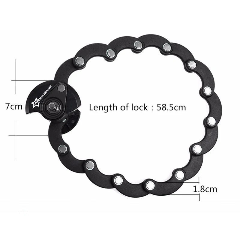 ROCKBROS Bike Lock Anti Theft Bicycle Password Lock Mini Portable Foldable Chain High Security Resistant Cycling Hamburg Lock