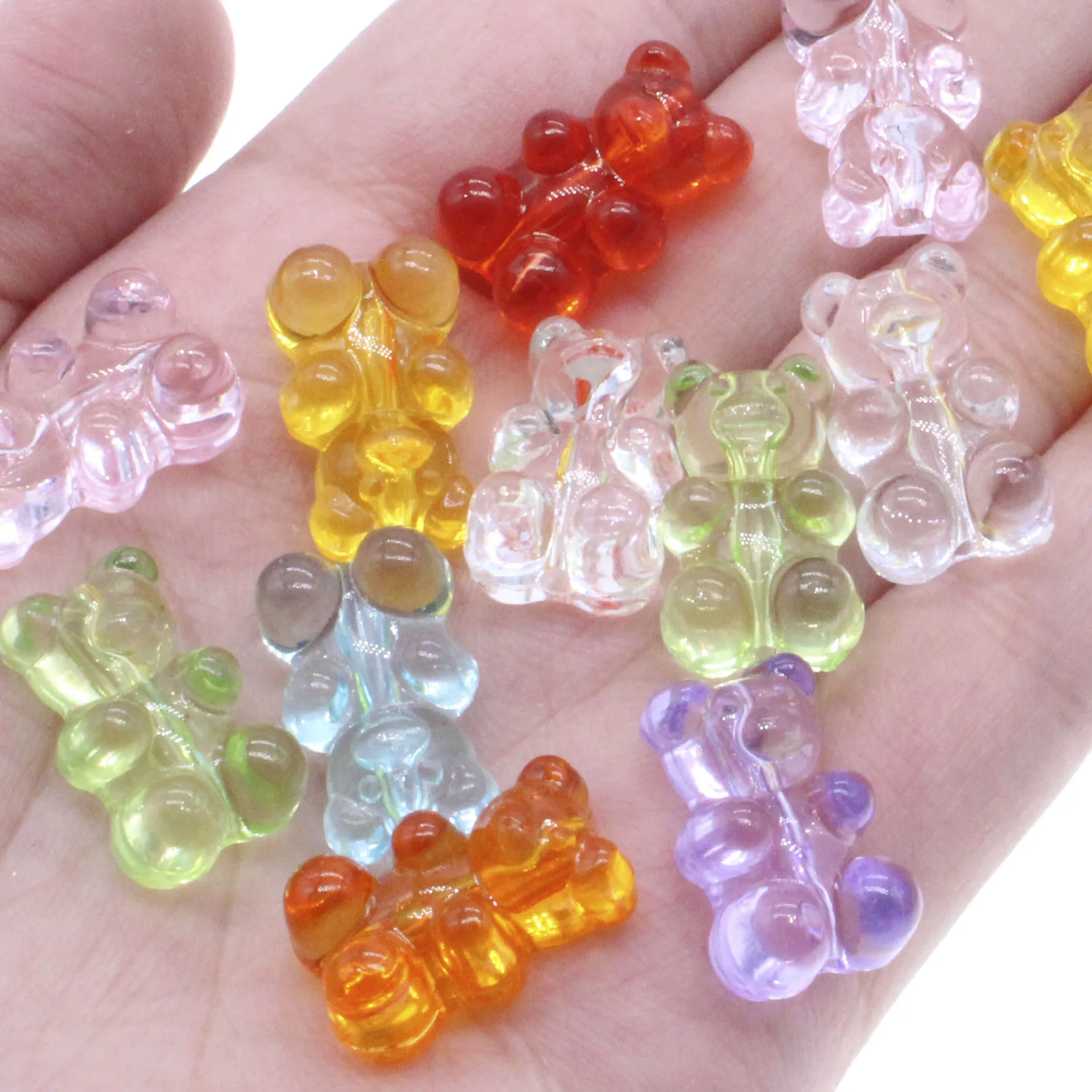 CHONGAI-oso de gomitas con agujero Vertical, 20 piezas para collar, pulsera, pendientes, accesorios de joyería Diy, osos de resina, regalo de Navidad