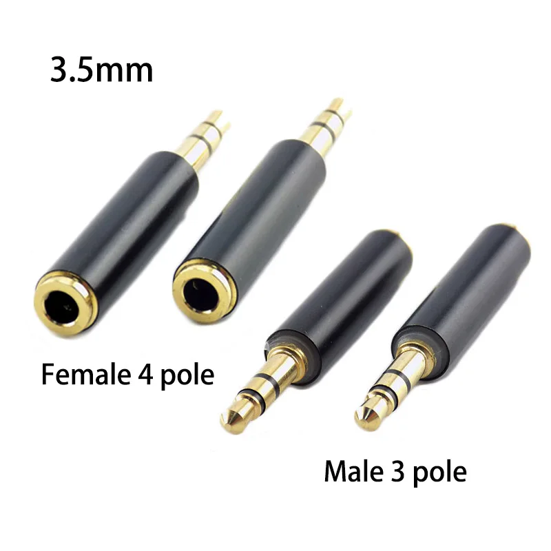 Conector auxiliar de Audio de 3 anillos, 3,5mm, macho de 3 polos a hembra de 4 polos, extensor estéreo, adaptador de auriculares, 2 uds.