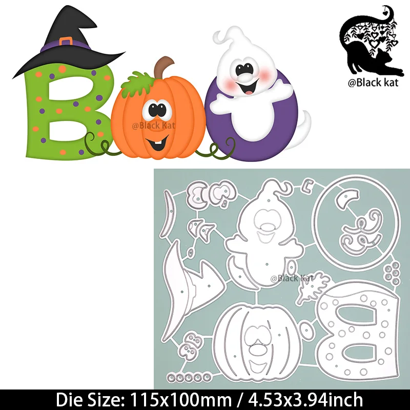 BOO RIP Tomb Pumpkins Magic Broom Ghost Metal Cutting Dies Halloween Trick or Treat Dies DIY Scrapbooking Gift Card Craft