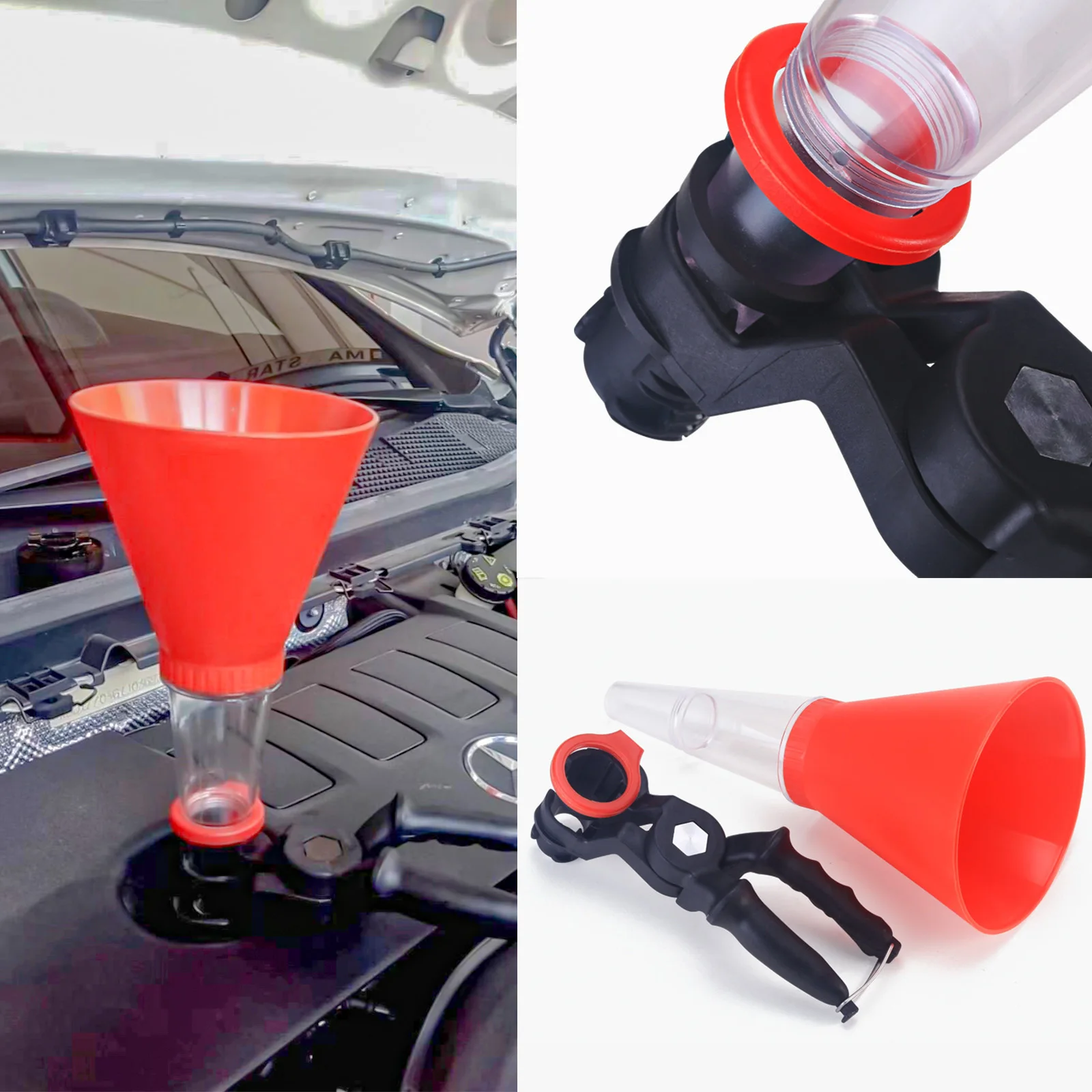 

Engine Oil Filling Set Universal Oil Funnel with Adjustable Width Holding Clamp Multifunctional Pour Oil Tool for Car Repairing