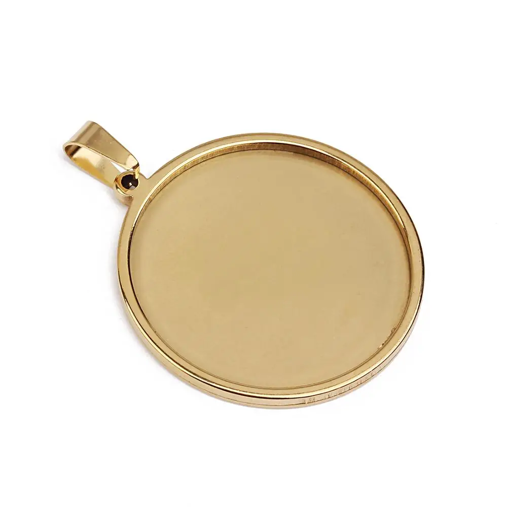 20/35/40mm Stainless Steel Pendant Cabochon Cameo Base Tray Bezel Blank Fit Cabochons Jewelry Making Supplies Wholesale
