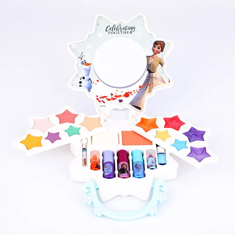 Disney-Princess Makeup Set para meninas, Frozen 2, Elsa, Anna, mala, floco de neve, jogo de beleza infantil, brinquedo, novo