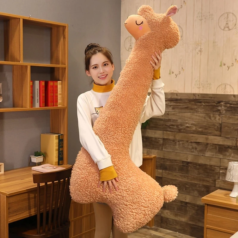 Peluche alpaga japonais, 130cm, adorable, mouton, lama, poupées d'animaux, oreiller de sommeil, décoration de chambre à coucher, cadeau