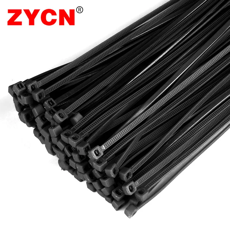 Nylon Cable Ties Self Locking Plastic Loop Wire Black 2.7x200 3.6x300MM 1.9 Wrap Strap Zip Organiser Fasten Tension Belt 100PCS