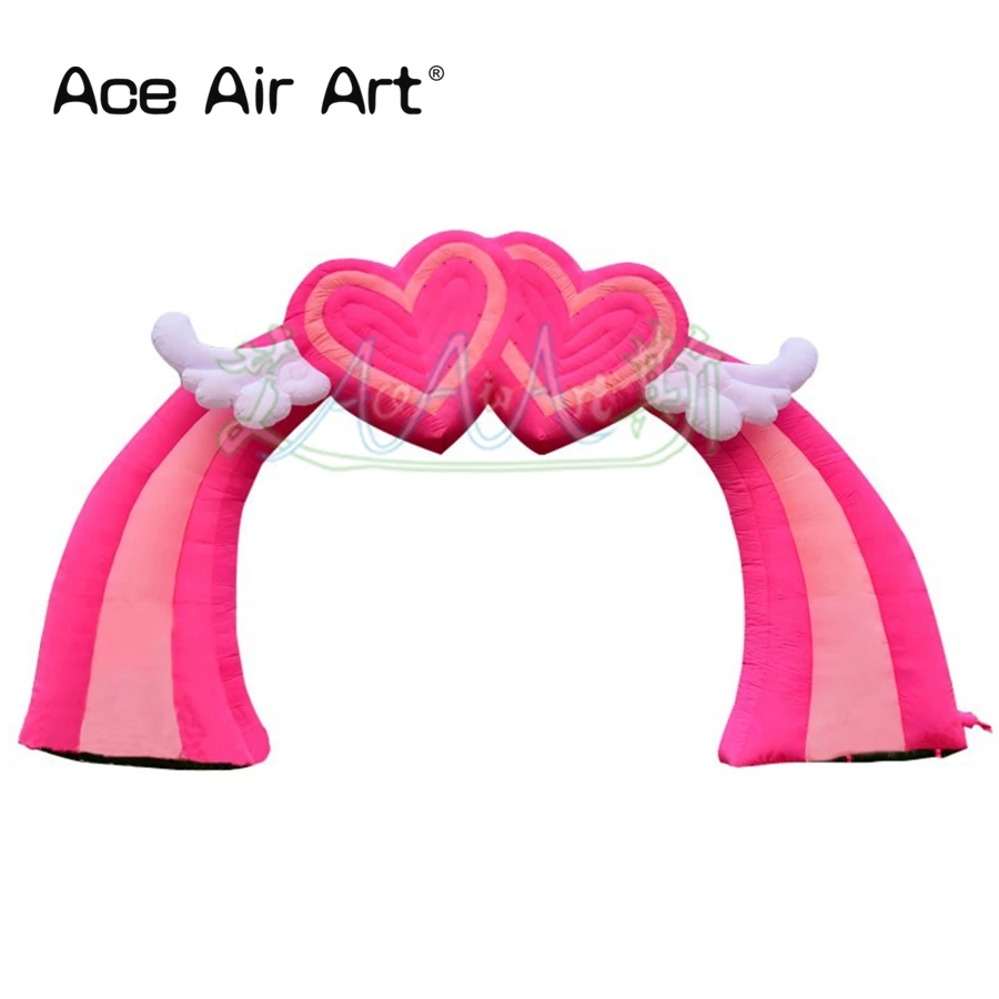 

Beautiful Pink Inflatable Archway With Wings Of Heart For Valentine's Day/Advertising/Party Decoration Made By Ace Air Art