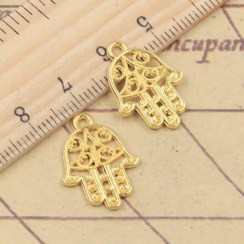 40 sztuk Charms Hamsa dłoni Fatima ręcznie ochrony 20x15mm antyczny brąz kolor srebrny zawieszki dokonywanie DIY ręcznie robione tybetańskie znalezienie — zdjęcie 4