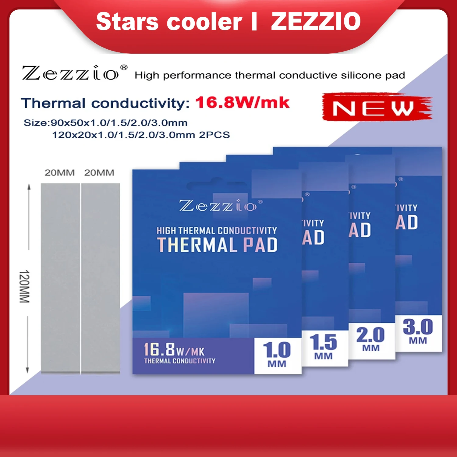 Zezzio 16,8 Вт/мК чип, графическая карта, графический процессор для майнинга, термопрокладка, подходит для SSD, процессора, GPU, RAM, PS4, материнская плата, многоразмерная охлаждающая подушка