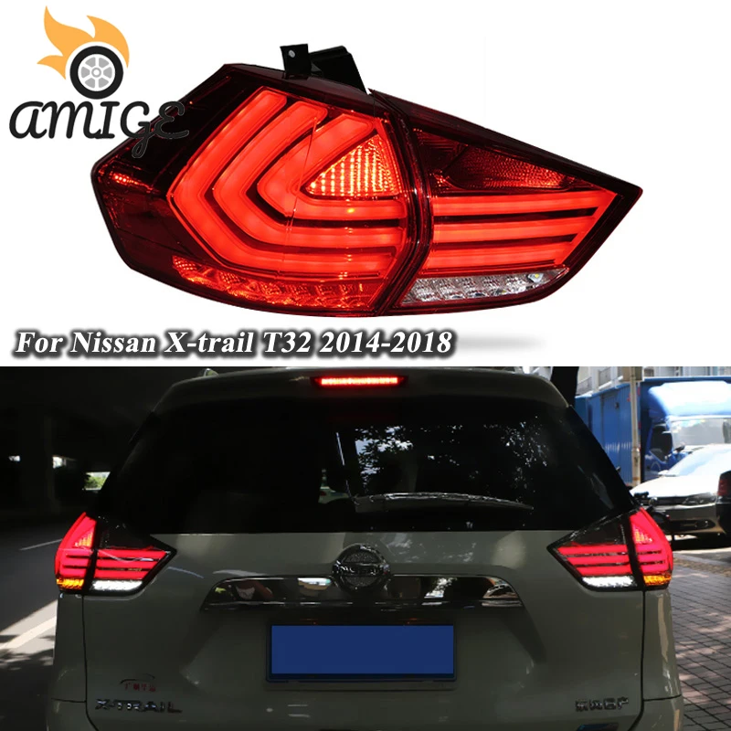 

AMIGE LED Tai Light Bumper Lights For Nissan X-trail T32 2014 - 2018 Rear Running Light Brake Reverse Turn Signal Lamps