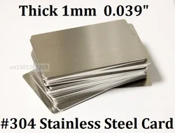 Thick 1mm Stainless Steel Blank Metal Business Card Size 85*53mm Matte Brushed Finishing 1/2/5/10/15 - You Choose Quantity