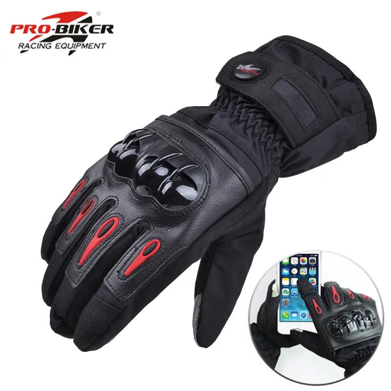 Free Ship Motorcycle Gloves Racing Waterproof Windproof Winter Warm Leather Cycling Bicycle Cold Guantes Luvas Motor Glove